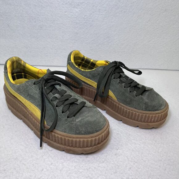 Puma Fenty Cleated Creeper by Rihanna suede green yellow sneaker womens 7.5 - Picture 3 of 12